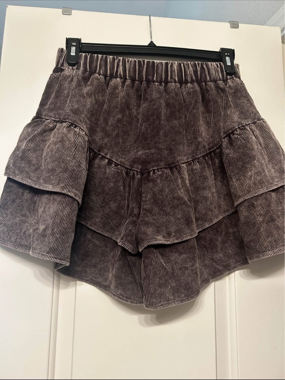 Fantastic Fawn Layered Corduroy Skort in Brown Taupe